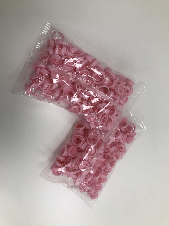 100 Microblading Ring Cups with Division Pink 1.5cm Diameter Large Size for Thick Microblading Pigment