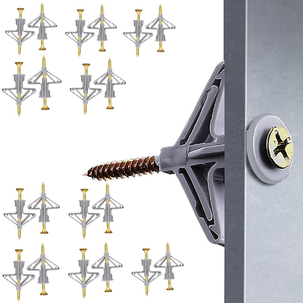 100Pcs Expansion Bolts Anchors Plugs Drywall Anchor Kit Self-Drilling Hollow Wall Anchors Plasterboard Plugs for Gypsum Board Wall Installation Fastener Hardware Without Screws