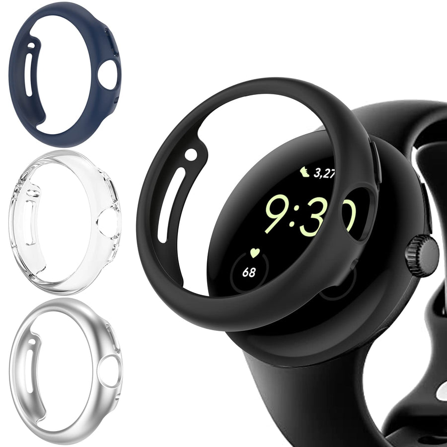 4 Pack Case for Pixel Watch 3/2/1 41mm, Shockproof Hard PC Protective Cover, All-Around Edge Bumper Compatible with Pixel Watch 3/2/1 41mm