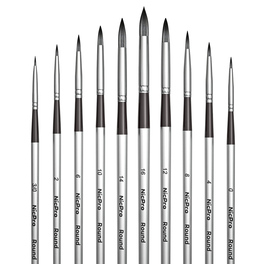 Nicpro 10 PCS Watercolor Paint Brushes, Round Tip Artis
