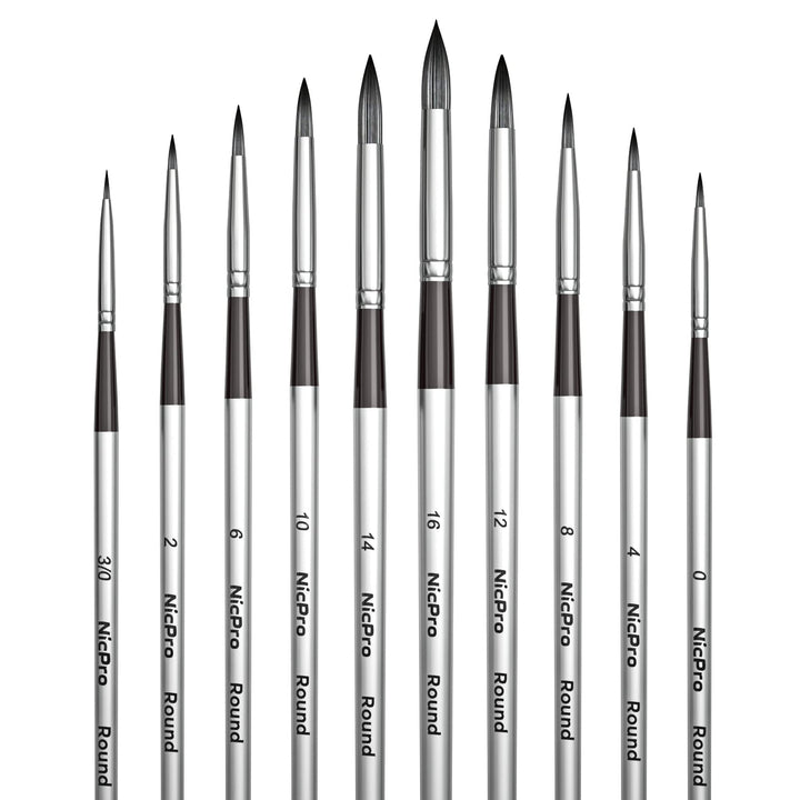 Nicpro 10 PCS Watercolor Paint Brushes, Round Tip Artis
