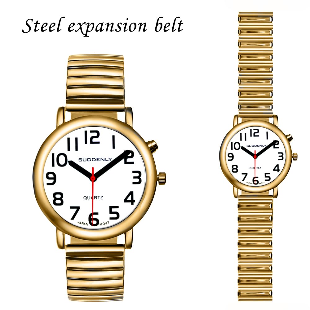 English Talking Watch for Seniors Unisex Men Women Loud Sound Time-Day-Date Alarm Clock for Visually Impaired