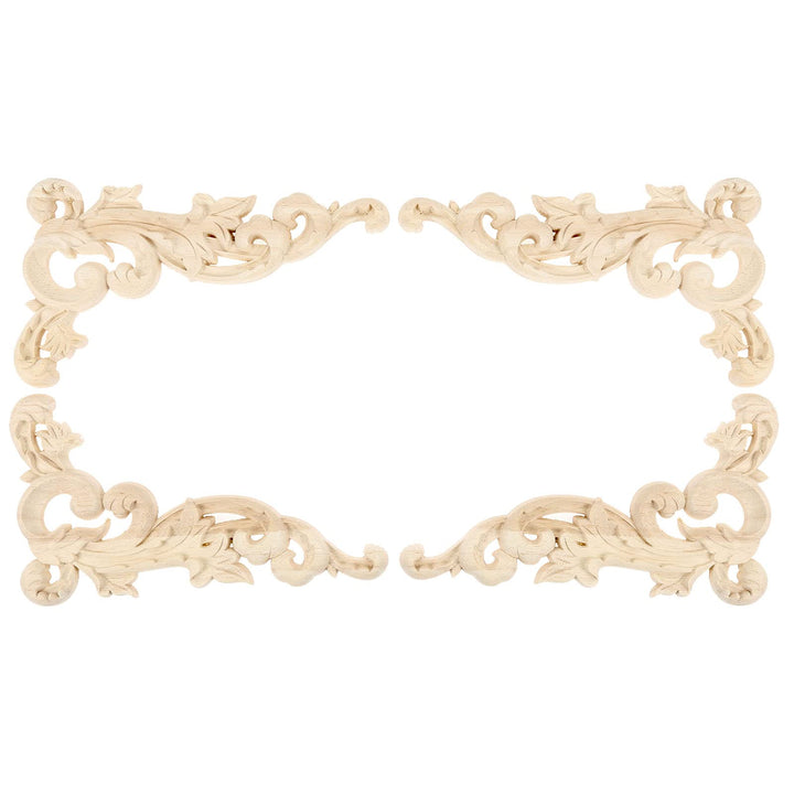 MUXSAM Wood Carved Appliques Onlays, 2-Pair Unpainted W