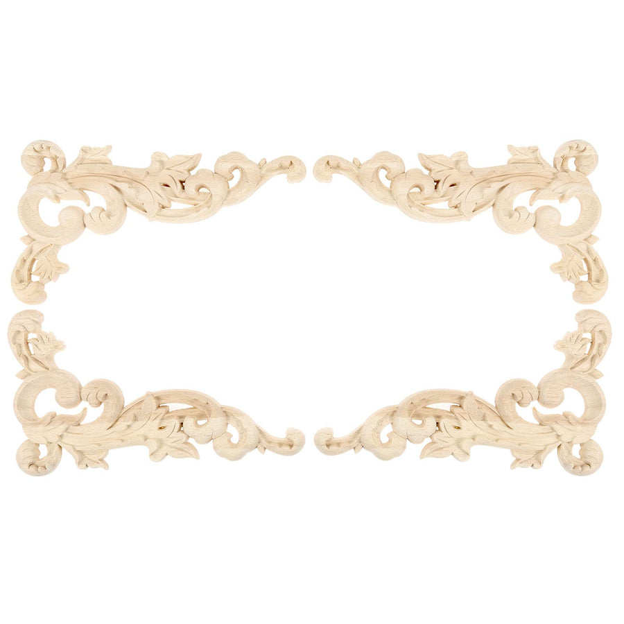 MUXSAM Wood Carved Appliques Onlays, 2-Pair Unpainted W