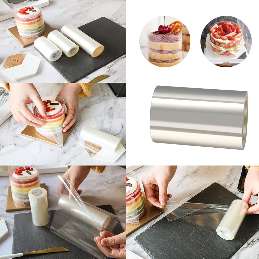Cake Collars 3.1 x 394inch, Acetate Rolls, Clear Cake Mousse Strips, Transparent Cake Rolls, Cake Acetate Sheets for Chocolate Mousse Baking Cake Decorating