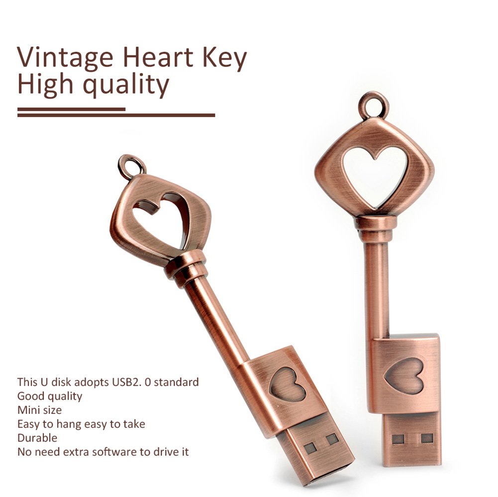 LEIZHAN USB Flash Drive 32GB Metal Key of Love Key Chain USB Flash Drive high Speed USB Pen Drive Memory Stick u Disk pendrive
