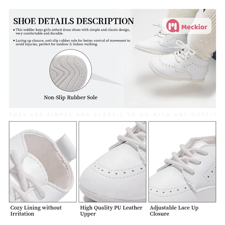 Meckior Infant Baby Boys Girls Classic PU Leather Weddi