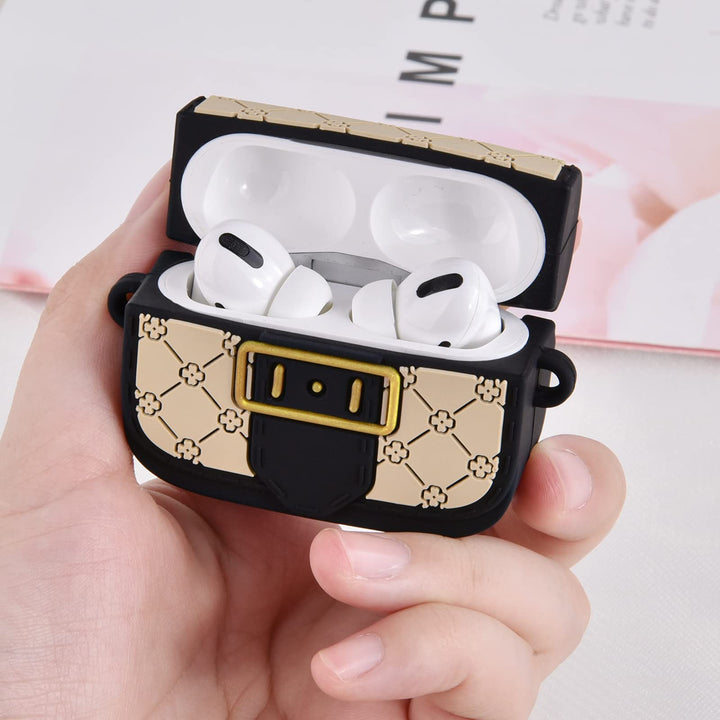 Case for Airpods Pro, Cute Cartoon Bag Apple Airpod Pro Cover Women Girls, Silicone Stylish Funny Air Pod Wireless Charging Accessories (Black)