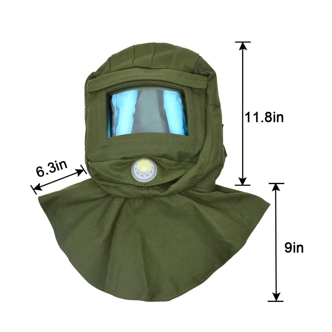1Pcs Sand Blasting Hood Cap, Shawl Cap Sandblaster Mask Anti Wind/Sandblaster Tools Dust Protective Face Mask, Canvas (Green)