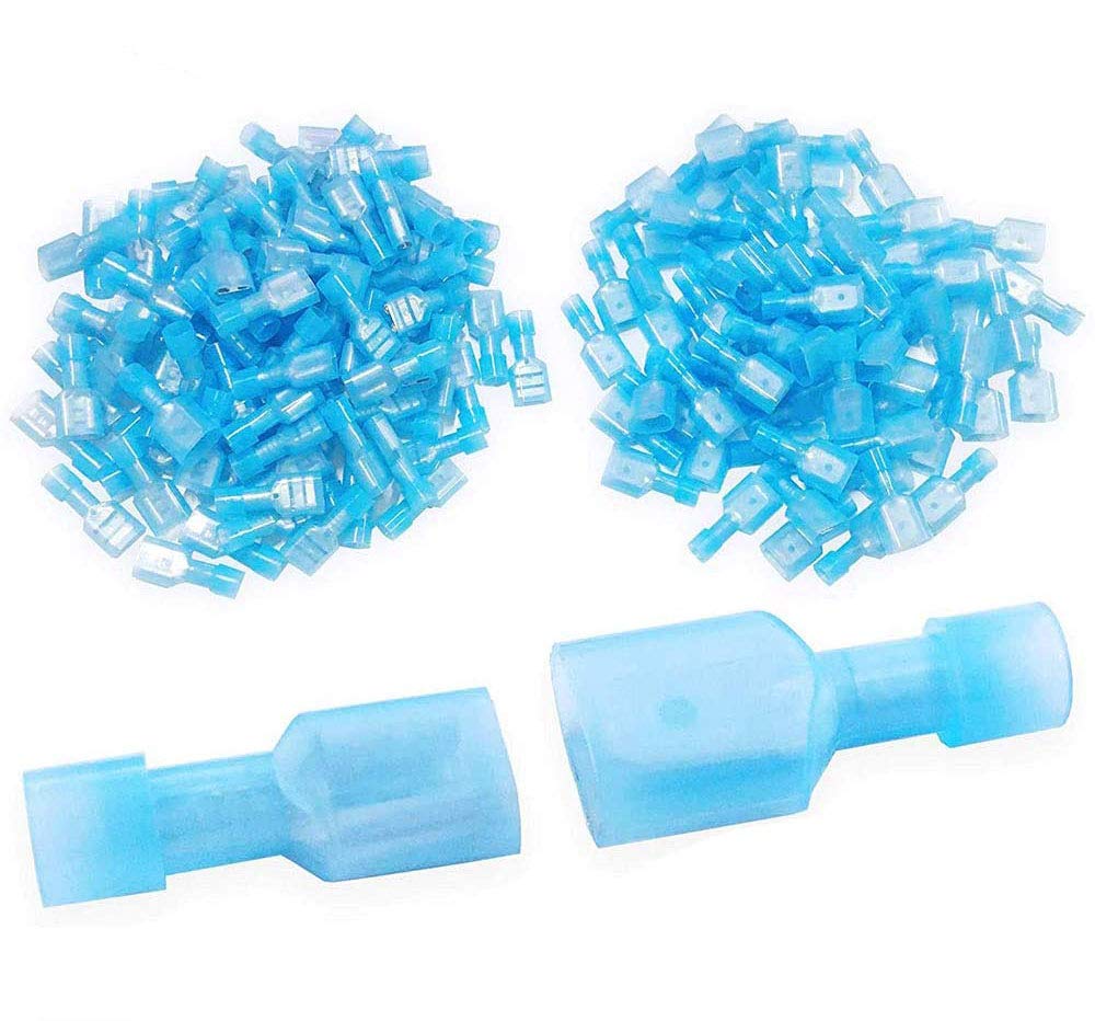 (200 Pcs) MCIGCIM 16-14 Gauge Spade Disconnect Wire Connectors, Fully Insulated Male Female Nylon Quick Crimp Terminals Wiring Spade