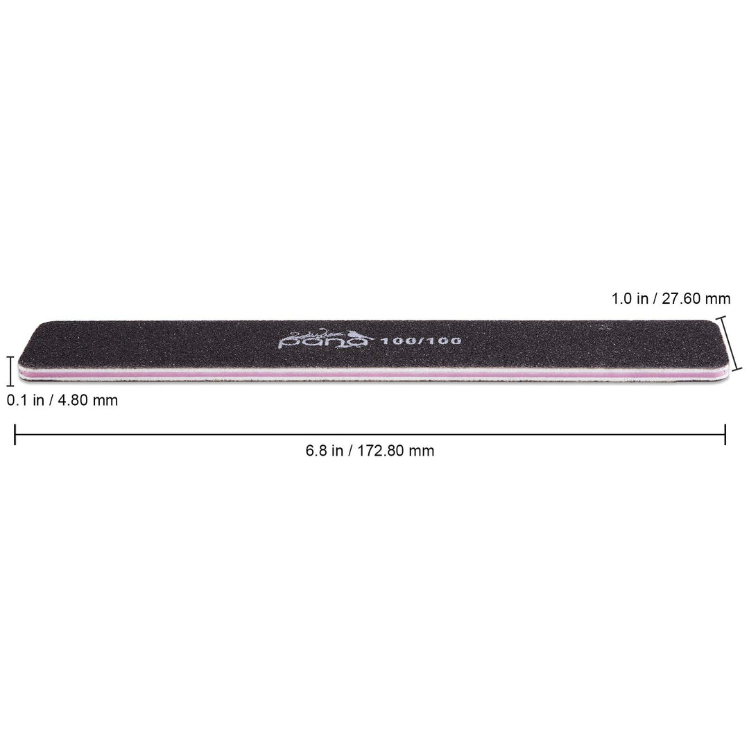 10pcs - PANA Jumbo Double-Sided Emery Nail File for Manicure, Pedicure, Natural, and Acrylic Nails - Black (Grit 100/100)