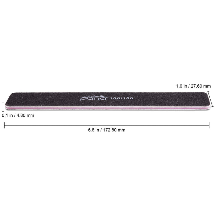 10pcs - PANA Jumbo Double-Sided Emery Nail File for Manicure, Pedicure, Natural, and Acrylic Nails - Black (Grit 100/100)