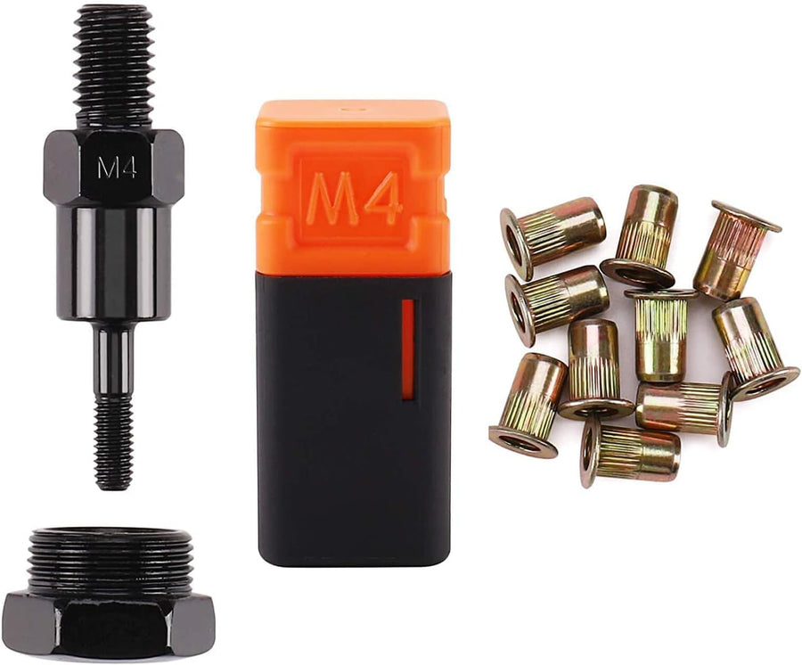 Rivet Nut Tool Mandrel M4 and 10 Rivet Nuts, Rivet Tool Set Spare Part, Nutsert Tool Accessories Set Compatible with RZX/Astro Riveters