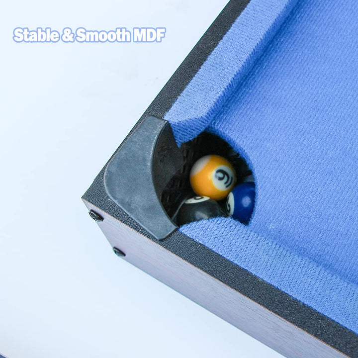Mini Table Top Pool, Billiards Table with 15 Colored Balls, 1 Cue Ball, 1 Brush, 2 Pool Sticks &amp; Racking Triangle Portable and Fun for The Whole Family by Play