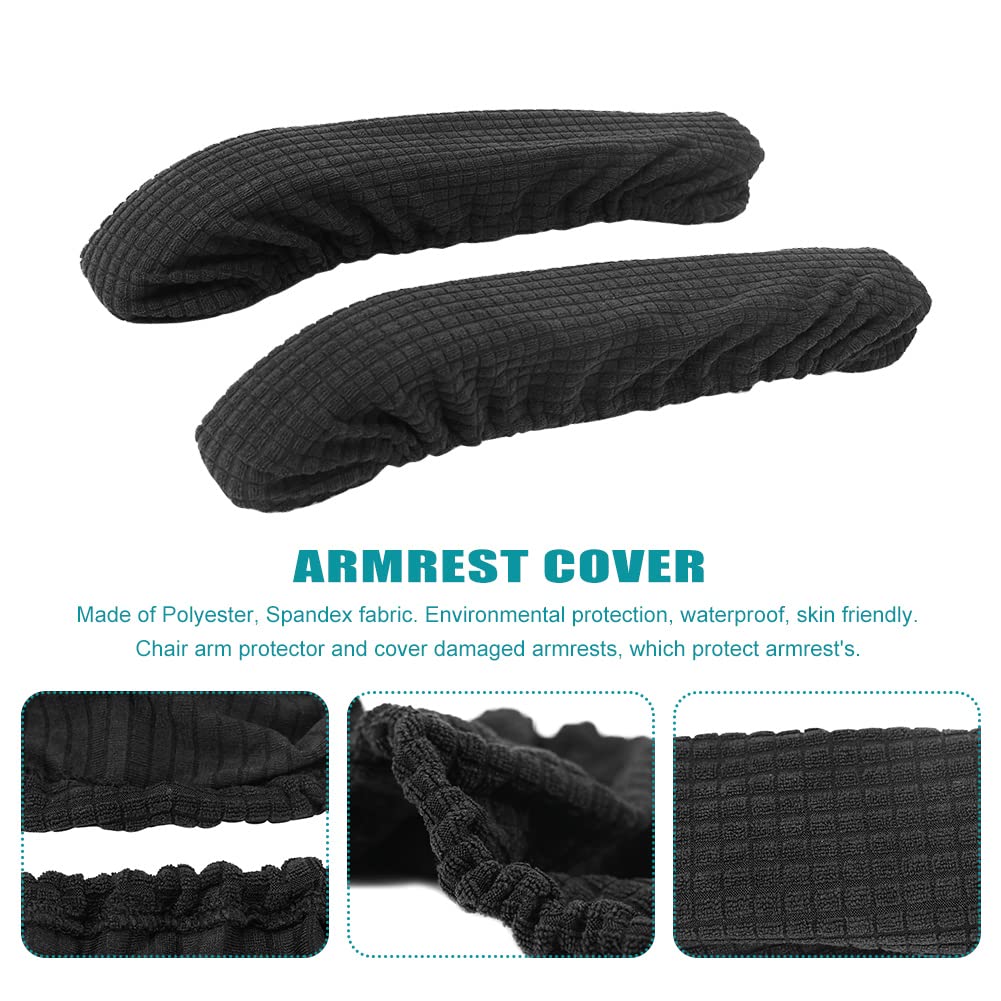 1pair Office Chair Arm Armrest Covers, Removable Chair Armrest Pads Stretchable Slipcover Protector Sleeve for Computer Gaming Desk Rotating Chairs(Dark Grey)