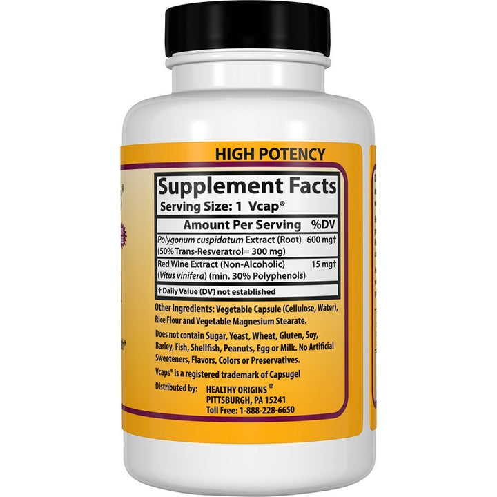 Heathy Origins Fermented Resveratrol (Non-GMO, 98% Tran