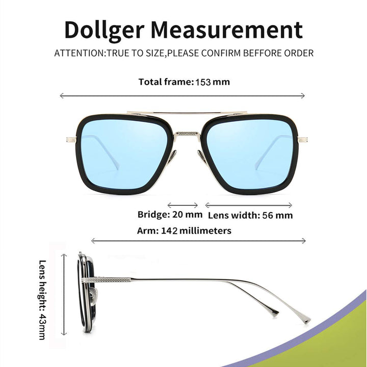 Dollger Vintage Aviator Square Sunglasses for Men Women