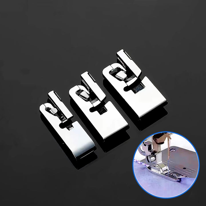 3 Pieces Narrow Rolled Hem Presser Foot Set (3 mm, 4 mm, 6 mm) for All Low Shank Snap-On Singer, Brother, Babylock, Euro-Pro, Janome, Kenmore, White, Juki, Elna, New Home Sewing Machines