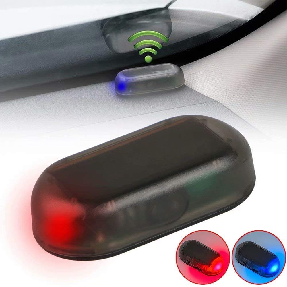 2pcs Car Solar Power Simulated Dummy Alarm Warning Anti-Theft LED Flashing Security Light Fake Lamp (Blue + Red) 2