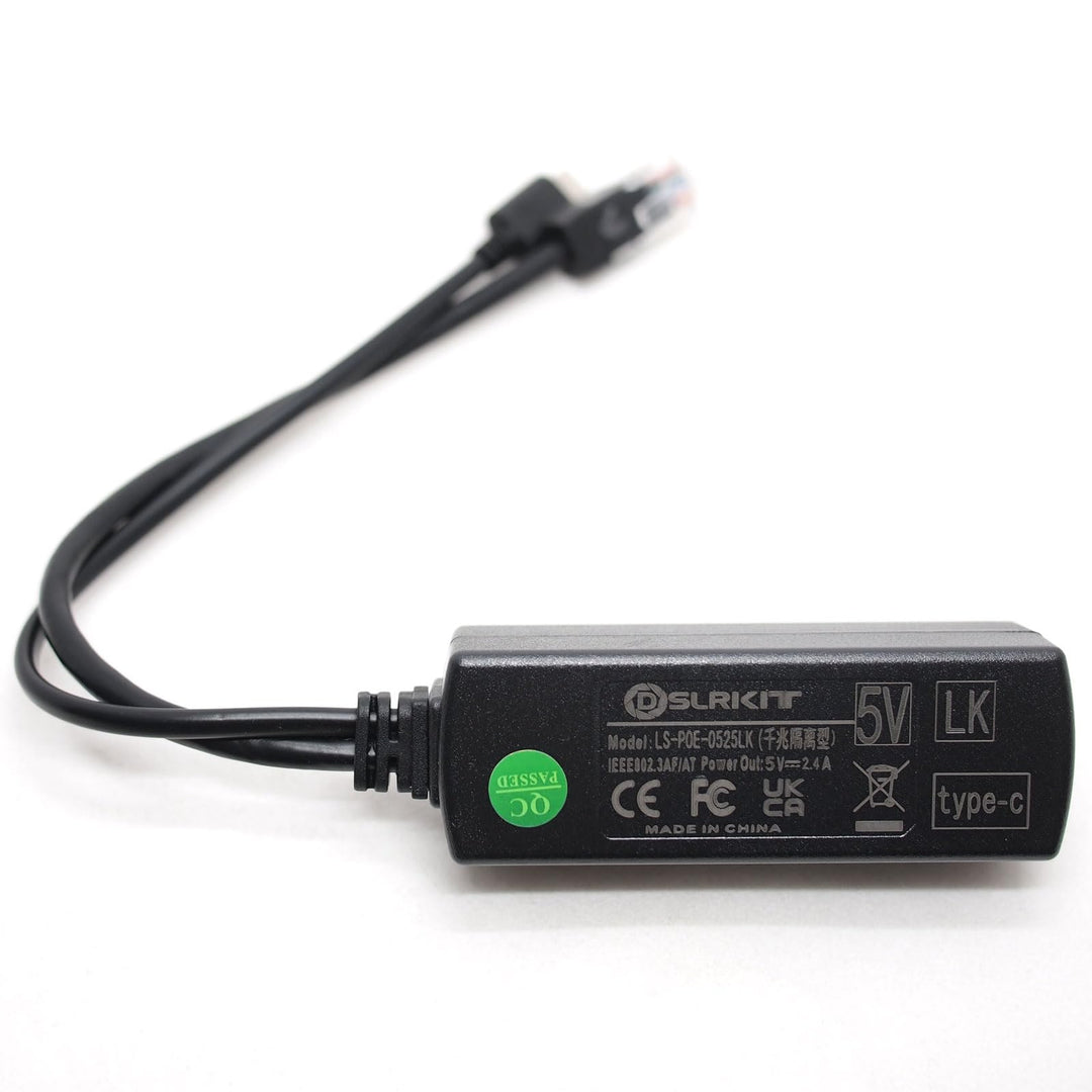 DSLRKIT Gigabit USB Type C Active PoE Splitter 48V to 5