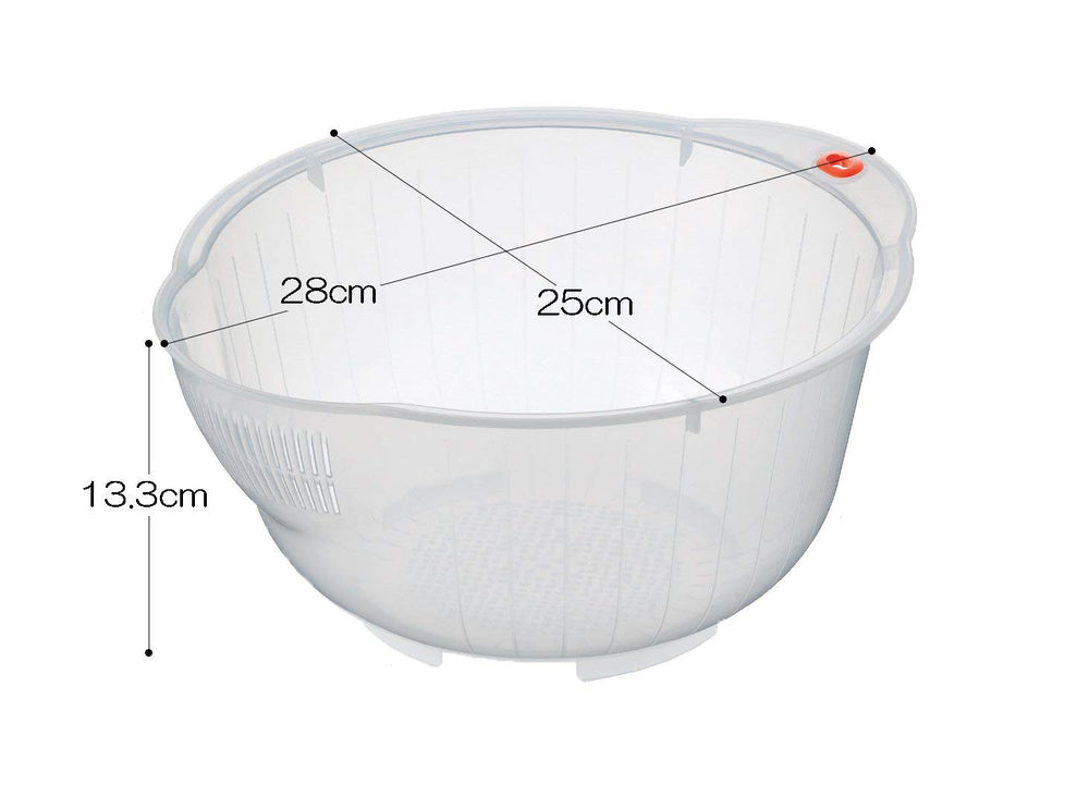 Japanese Rice Washing Bowl with Side and Bottom Drainers, Made in Japan