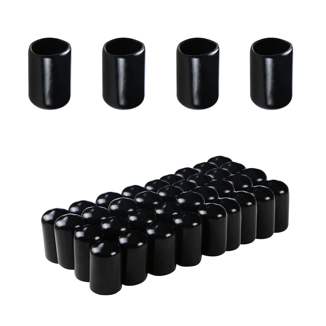 Rubber Round End Cap Cover 0.33 Inch(8.5mm) Screw Thread Protectors PVC Flexible Tubing Pipe Protective Bolt Screw Thread Protector Safety Cover | for Pipe Post Tubing Rod Cover 50 Pcs (Black)
