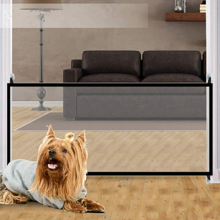 Pet indoor safety protection mesh door, retractable dog magic door for doors, bedrooms, stairs, kitchens and any other easy to install place (180x75cm)
