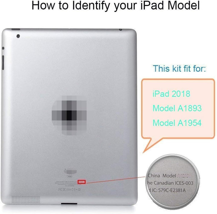 White Touch Screen Digitizer Repair Kit for iPad 9.7 2018 iPad 6 6th Gen A1893 A1954 Front Glass Replacement (Without Home Button,not Include LCD) +Pre-Installed Adhesive + Tools