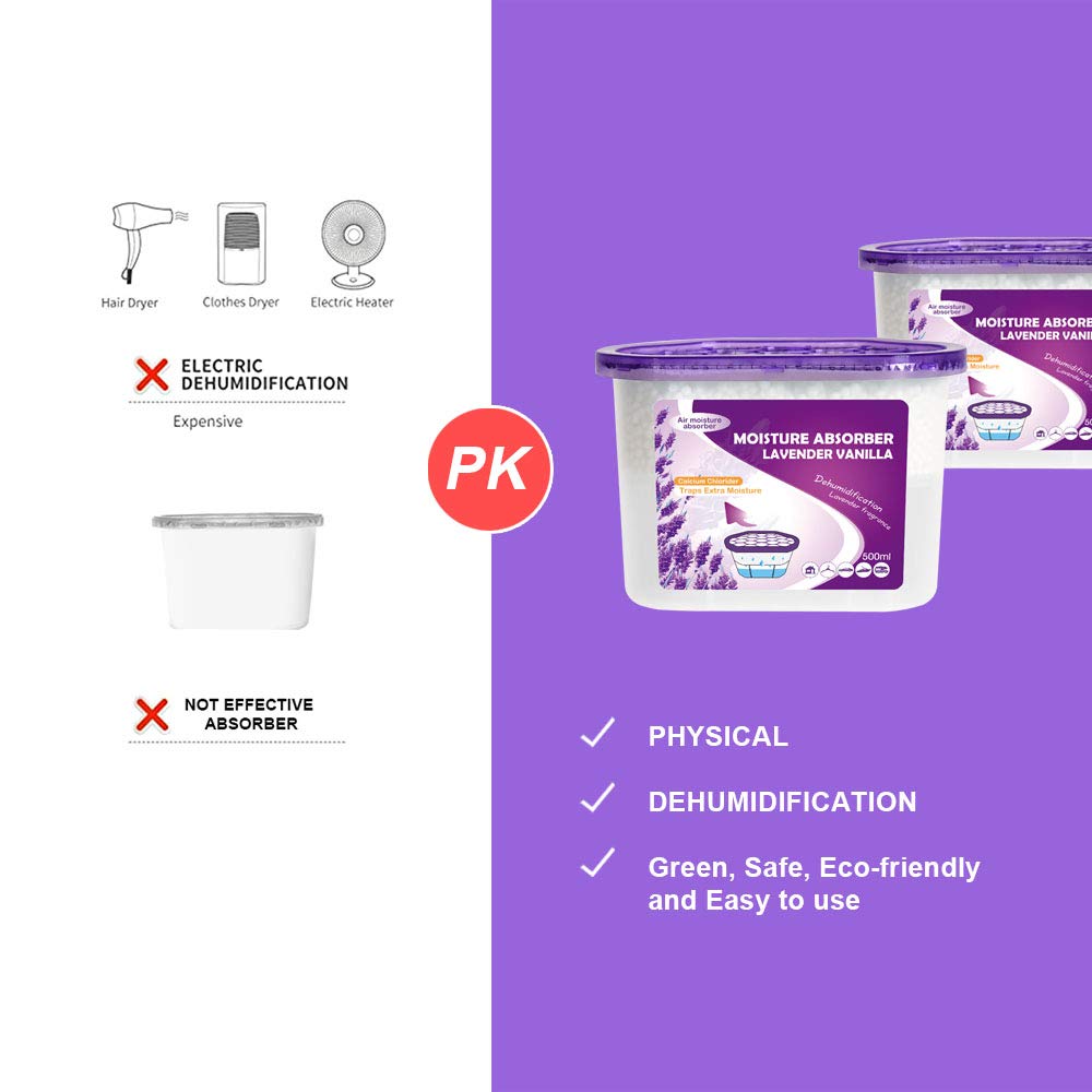 Lavender Vanilla Moisture Absorber Box,Odor Eliminator and Dehumidifier Boxes for Closet,Bedroom,Kitchen,Bathroom-6 Packs,Cups - Traps Moisture for Fresher, Cleaner Air Purple