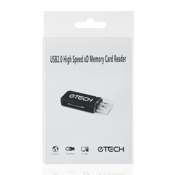 eTECH USB2.0 Black Color High Speed xD Memory Card Reader Supports Olympus and Fuji XD Picture Card 1GB 2GB