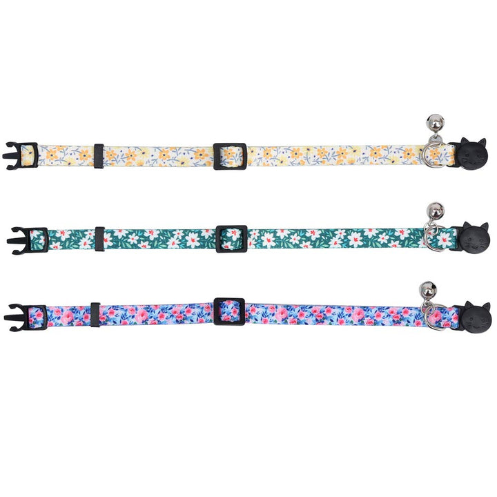 3 Pack Cat Collar Floral with Bell Breakaway Adjustable Flower for Cats Kitten