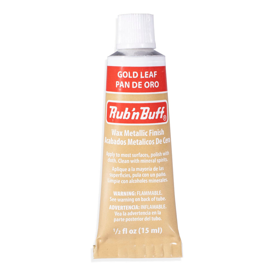 Rub n Buff Wax Metallic Finish - Rub n Buff Gold Leaf 15ml Tube - Versatile Gilding Wax for Finishing Furniture Antiquing and Restoration - Rub and Buff Colors Single Tube