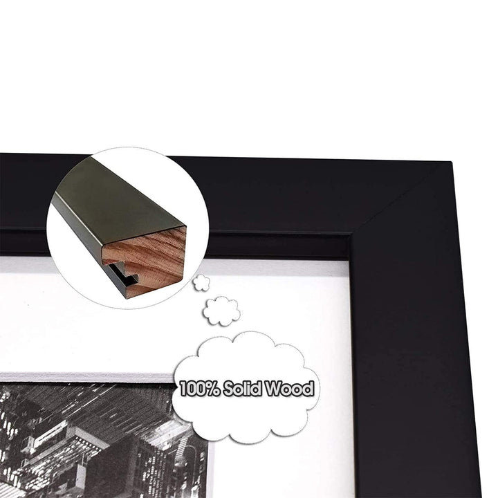 , 4x6 Double Picture Frame in Black - 8x10 Collage Frame, Solid Wood with Tempered Glass - Horizontal and Vertical Formats for Wall and Tabletop, 1 Pack