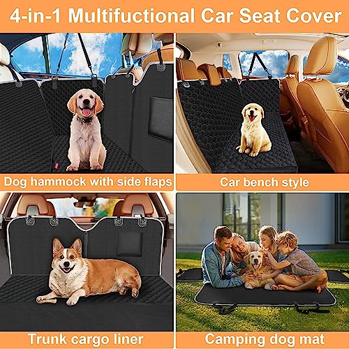 Dog Car Seat Cover for Back Seat, Waterproof Car Seat Protector for Dogs with Side Flaps, Scratchproof Dog Backseat Cover, Dog Hammock with Nonslip Bottom for SUVs, Standard(54 Wx55 L)