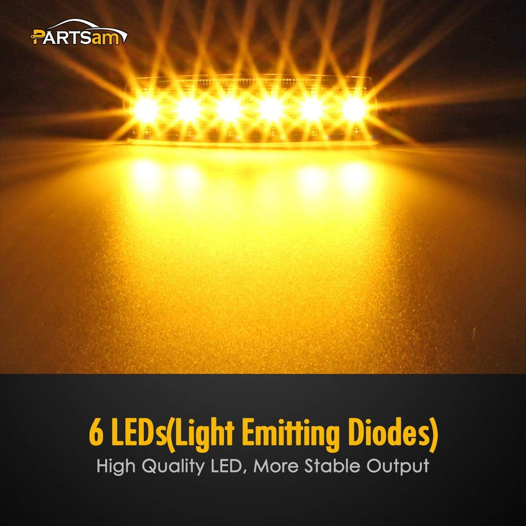 5Pcs 3.8 Thin Amber 6 LED Side Marker Clearance Lights Indicators for 12V Trucks Trailers Lorry Van Bus Pickup, Smoked Lens, Sealed Waterproof