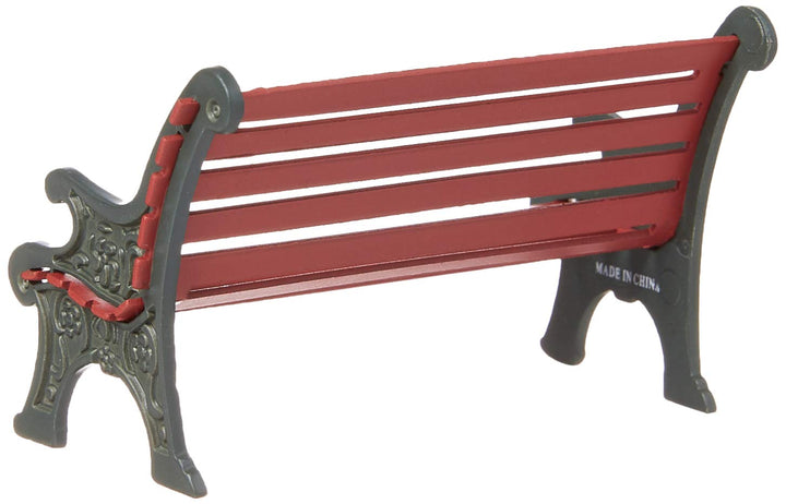 Village Cross Product Accessories Wrought Iron Park Bench Figurine, 2.25 Inch, Red