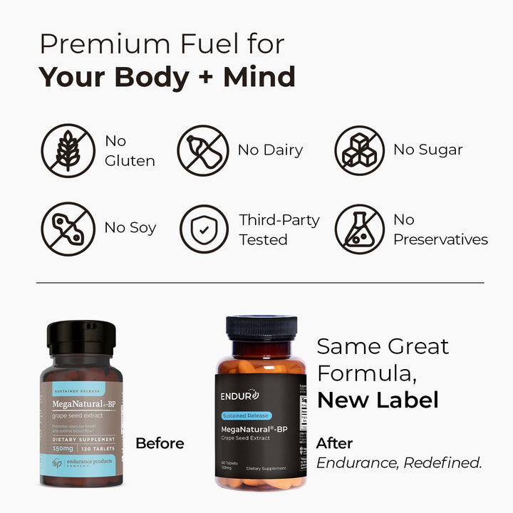 MegaNatural BP, Grape Seed Extract Supplements with Sustained-release California Grape Seed Extract Herbal Supplements for Optimized Absorption &amp; Supports Energy, 150 mg, 120 Tablets