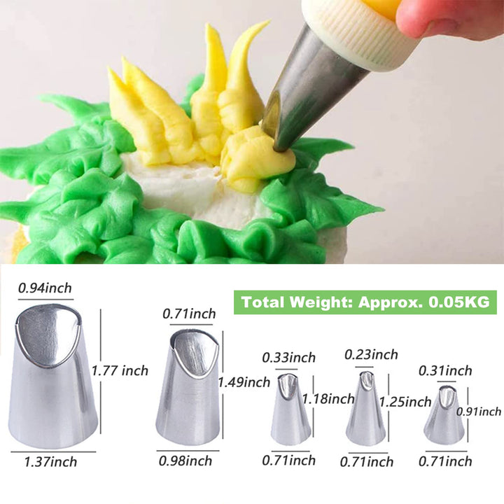 Rose Flower Piping Tips Set, Stainless Steel Chrysanthemum Nozzles, Crinkle Cream Laminating Nozzle Cupcake Pastry Tool For Decorating Cake Tulip Pastry Nozzle Baking Forms Pastry (5 Pieces)