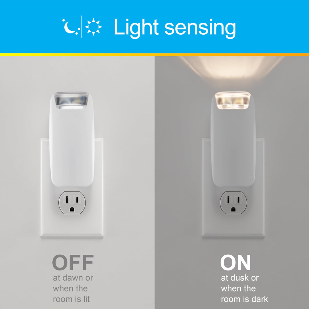 GE 4-in-1 LED Power Failure Light, 1 Pack, Plug-In, Dusk-to-Dawn Sensor, Auto On/Off, 40 Lumens, Functions as an Emergency Flashlight, Task Light, LED Night Light, & Power Failure Light, White, 37373