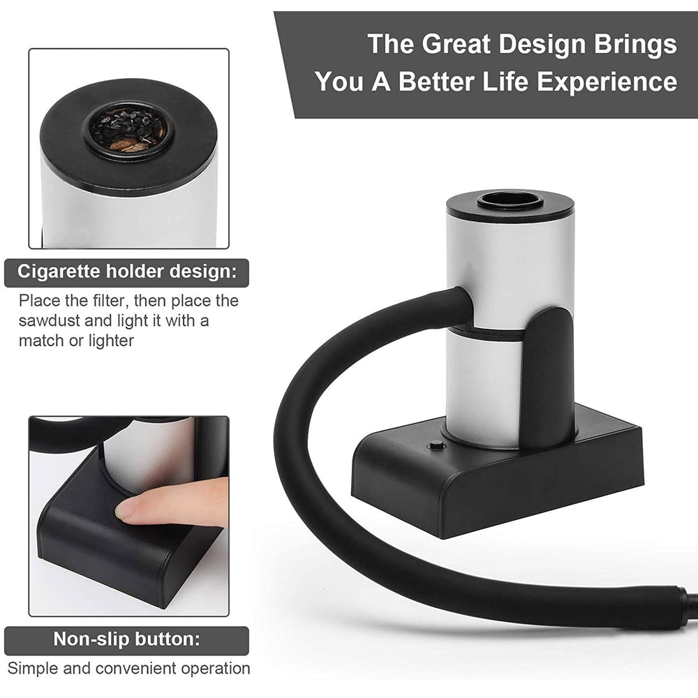 Smoking Gun Wood Smoke, Portable Handheld Smoke Infuser,Cold Smoker Food Smoker Gun for Meat, Kitchen Smoke Gun for Cooking with Wood Chips for Bar Cooking Meat BBQ Drinks (Sliver)