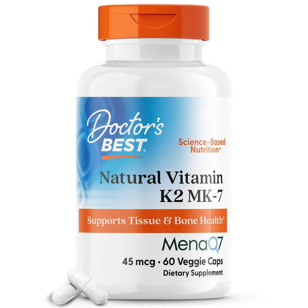 Doctor&#39;s Best Natural Vitamin K2 Mk-7 Capsule , Supports Bone Health &amp; Soft Tissue Elasticity, 180 Ct