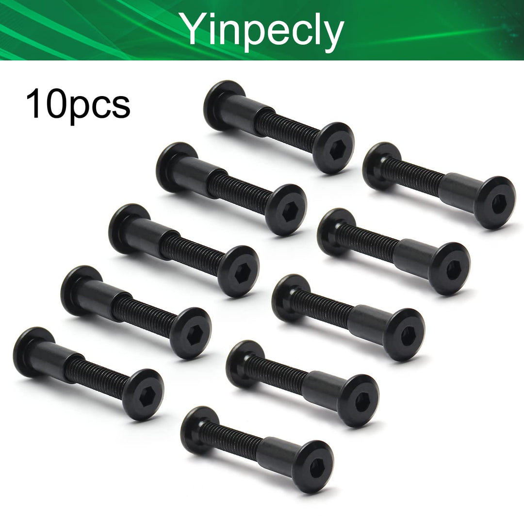10Pcs Screw Post Fit for 5/16(8mm) Hole Dia, Male M6x35mm Belt Buckle Binding Bolts for Scrapbook Photo Albums Binding and Leather Saddles Purses Belt Repair, Carbon Steel Black Tone