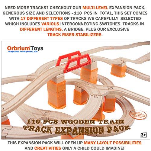 Toys 110 Pcs Wooden Train Track Expansion Pack Compatible with Thomas Wooden Train, Brio, Thomas The Tank Engine