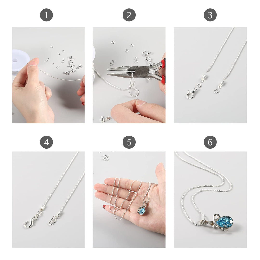 40 Feet Snake Chains Roll, 1.2 mm Jewelry Necklace Chain with Jump Rings, Connectors and Lobster Clasps, Chains for Jewelry Making Necklace Chains for Jewelry Making