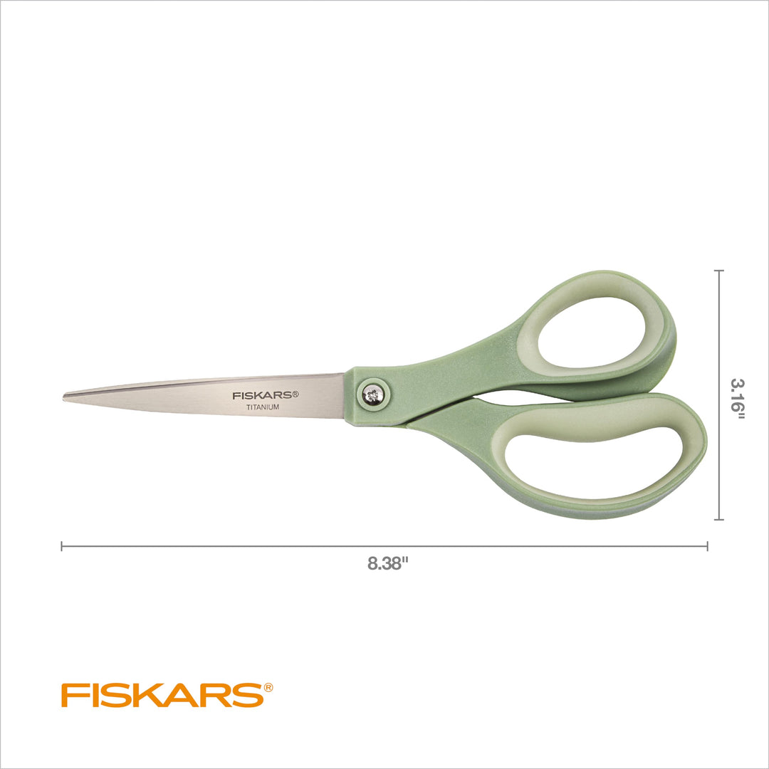 SoftGrip Titanium Scissors - Contoured Performance All Purpose - 8 Titanium - Straight Paper Scissors for Office, and Arts and Crafts - 3-Count