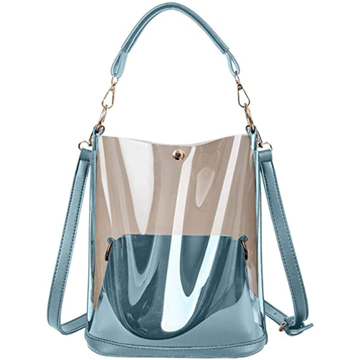 Clear Purses for Women, Tote Handbags Shoulder Hobo Bag Crossbody Bucket Bags Transparent PVC Purse for Summer Beach Travel, Pink