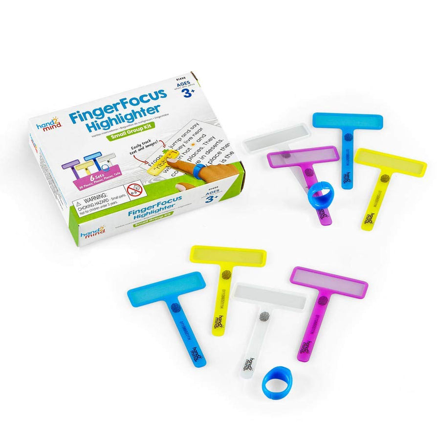 FingerFocus Highlighter, Guided Reading Strips, Reading Pointers for Kids, Dyslexia Tools for Kids, ADHD Tools, Special Education School Supplies, Teacher Classroom Must Haves (6 Pack)