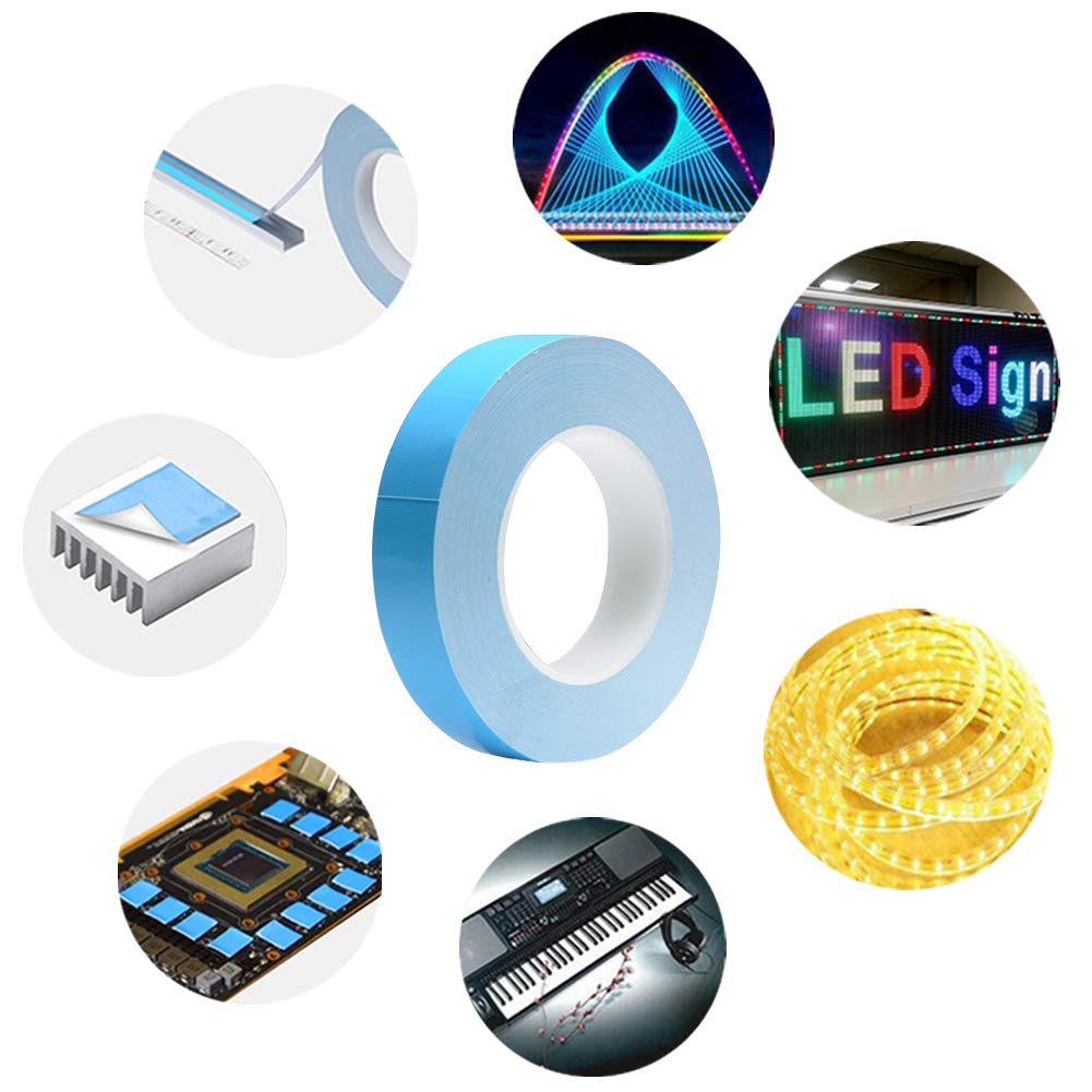 Double Sided Thermal Tape, 1Inch x 82FT Thick Thermal Adhesive Tape, High Performance Thermally Double Side Tapes Cooling Pad Apply to LED Strips, 3D Printer, BCP, VGA, PCB, GPU, SSD Drive