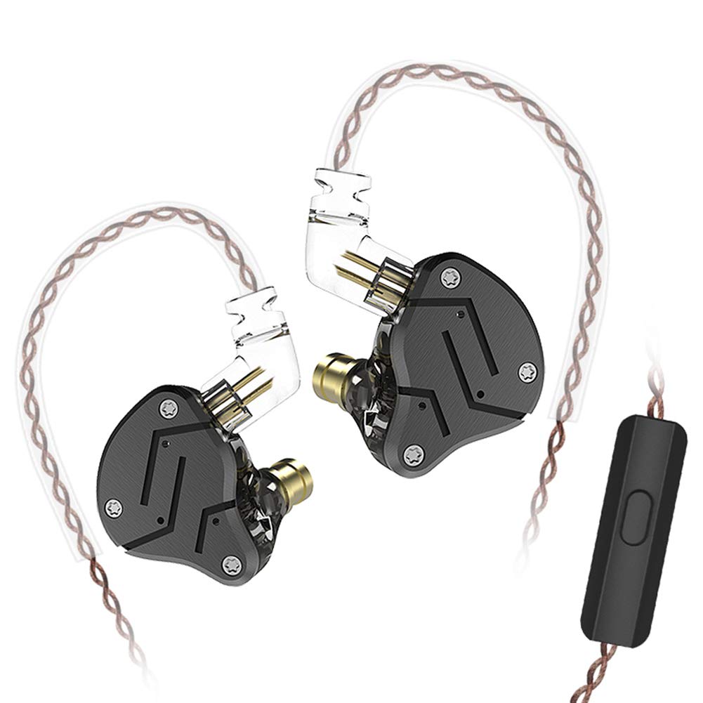 KZ ZSN Earphone with 1BA and 1DD, KZ High Fidelity in Ear Earbuds High Resolution in Ear Monitor Headphone 0.75mm 2 pin Cable, Noise Cancelling KZ Headphone (Black, with Mic)…