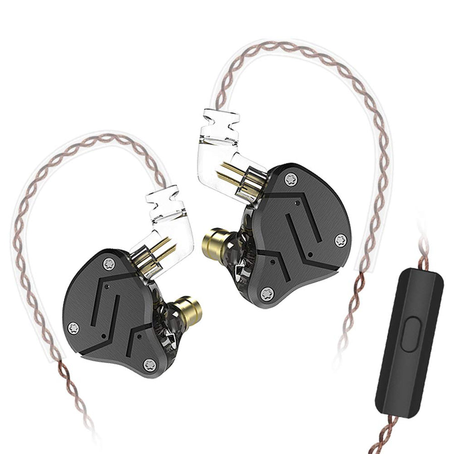 KZ ZSN Earphone with 1BA and 1DD, KZ High Fidelity in Ear Earbuds High Resolution in Ear Monitor Headphone 0.75mm 2 pin Cable, Noise Cancelling KZ Headphone (Black, with Mic)…